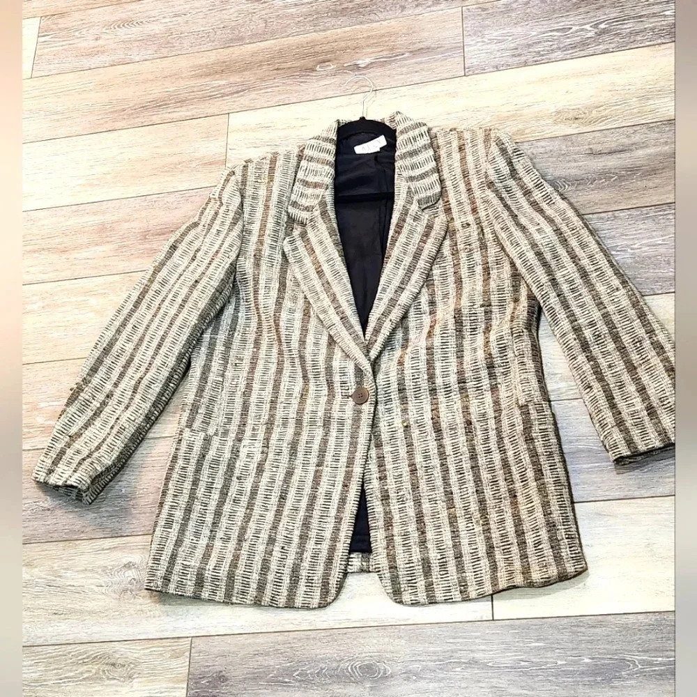 Alex New York 100% Silk gold tweed blazer